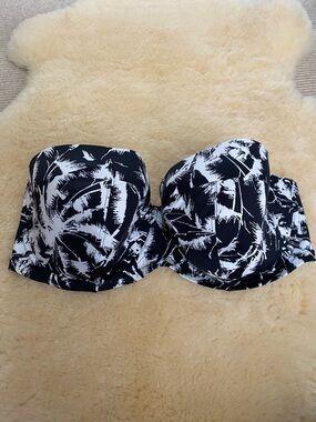 Freya Black and White Printed Strapless Bikini Top 36G